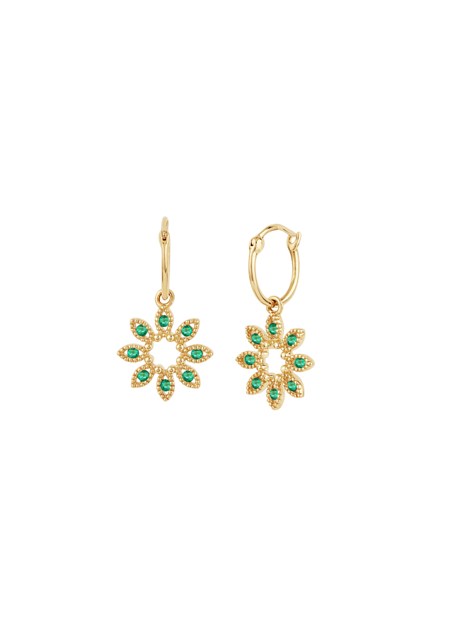 Jasmine flower emerald drop earrings